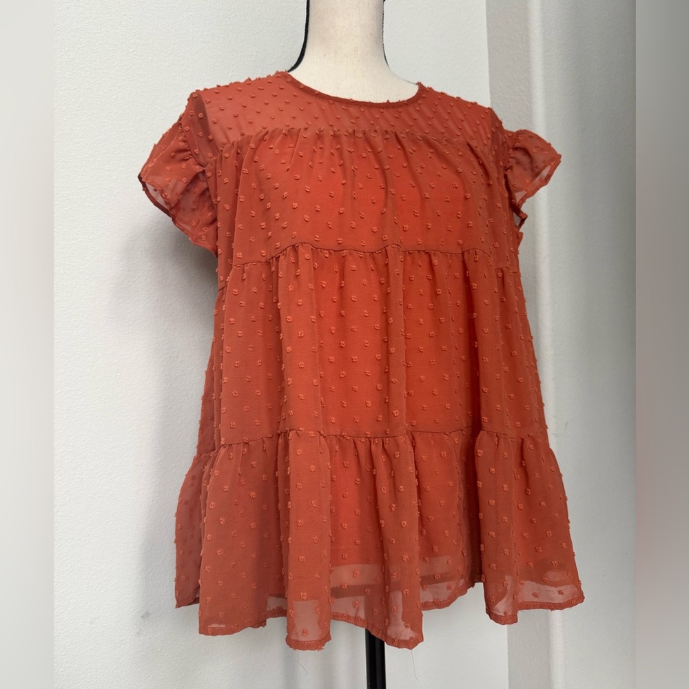 Entro Orange Ruffle Blouse - Picture 3 of 8